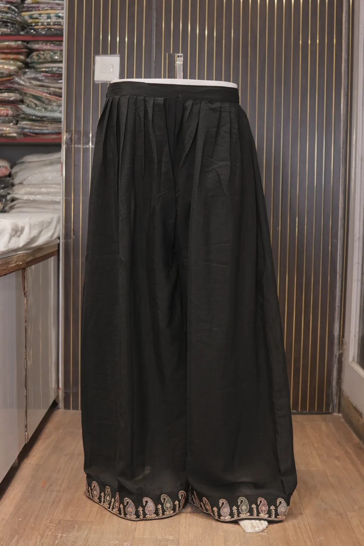 Black Embroidered Straight Kurta Palazzo Set with Dupatta thumbnail 4