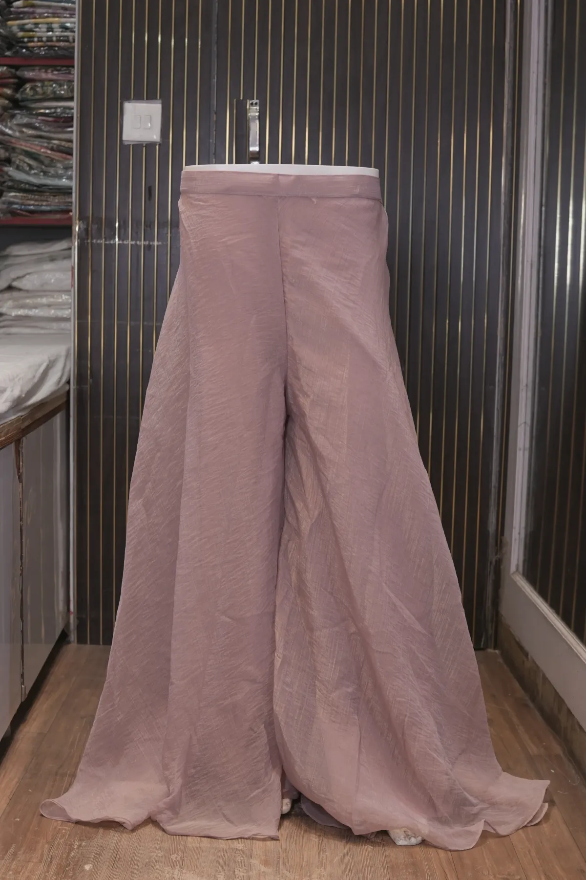 Dusty Mauve Embroidered Peplum Top with Wide-Leg Palazzo Pants thumbnail 4