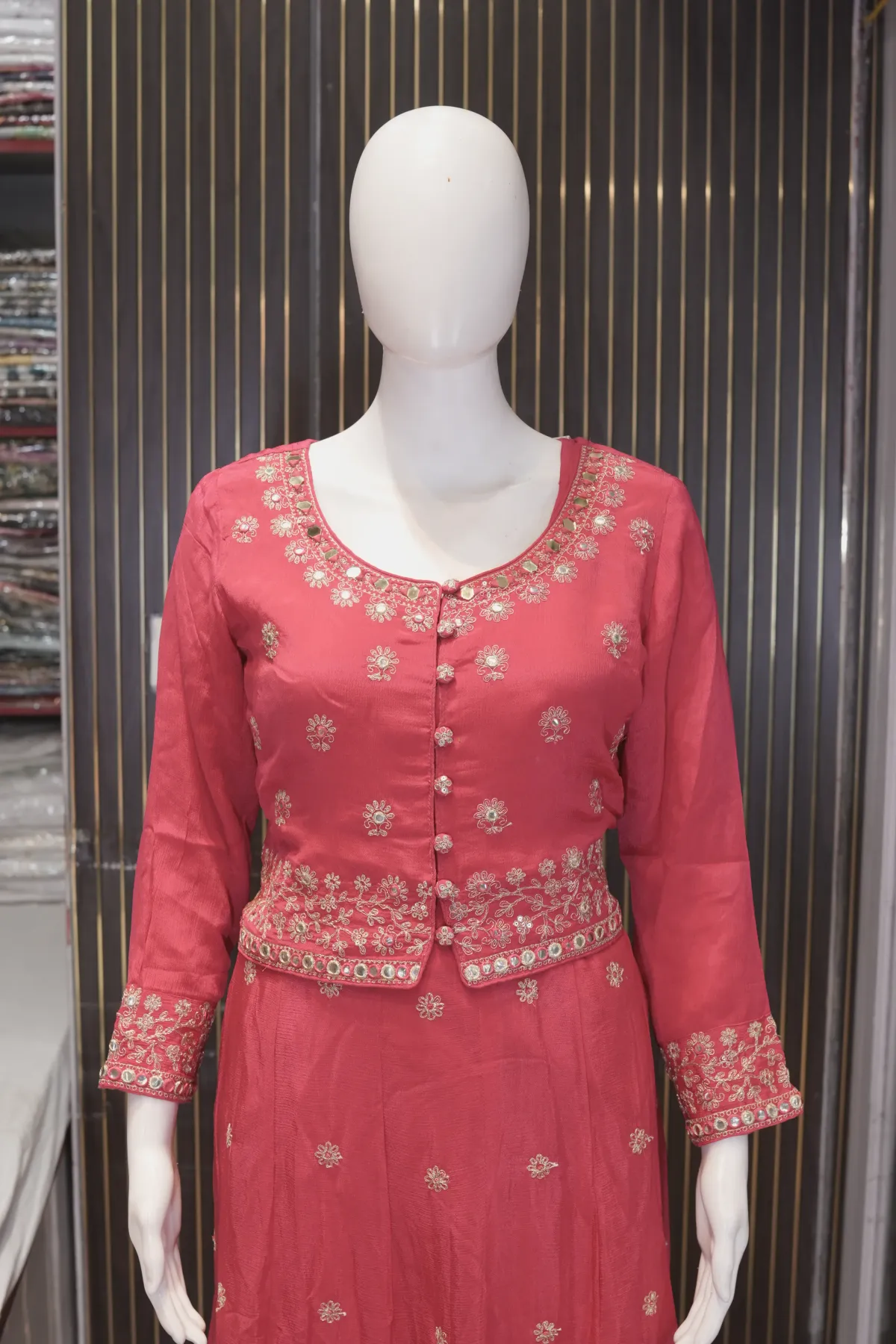 Rose Pink Embroidered Anarkali Suit Set with Dupatta thumbnail 4