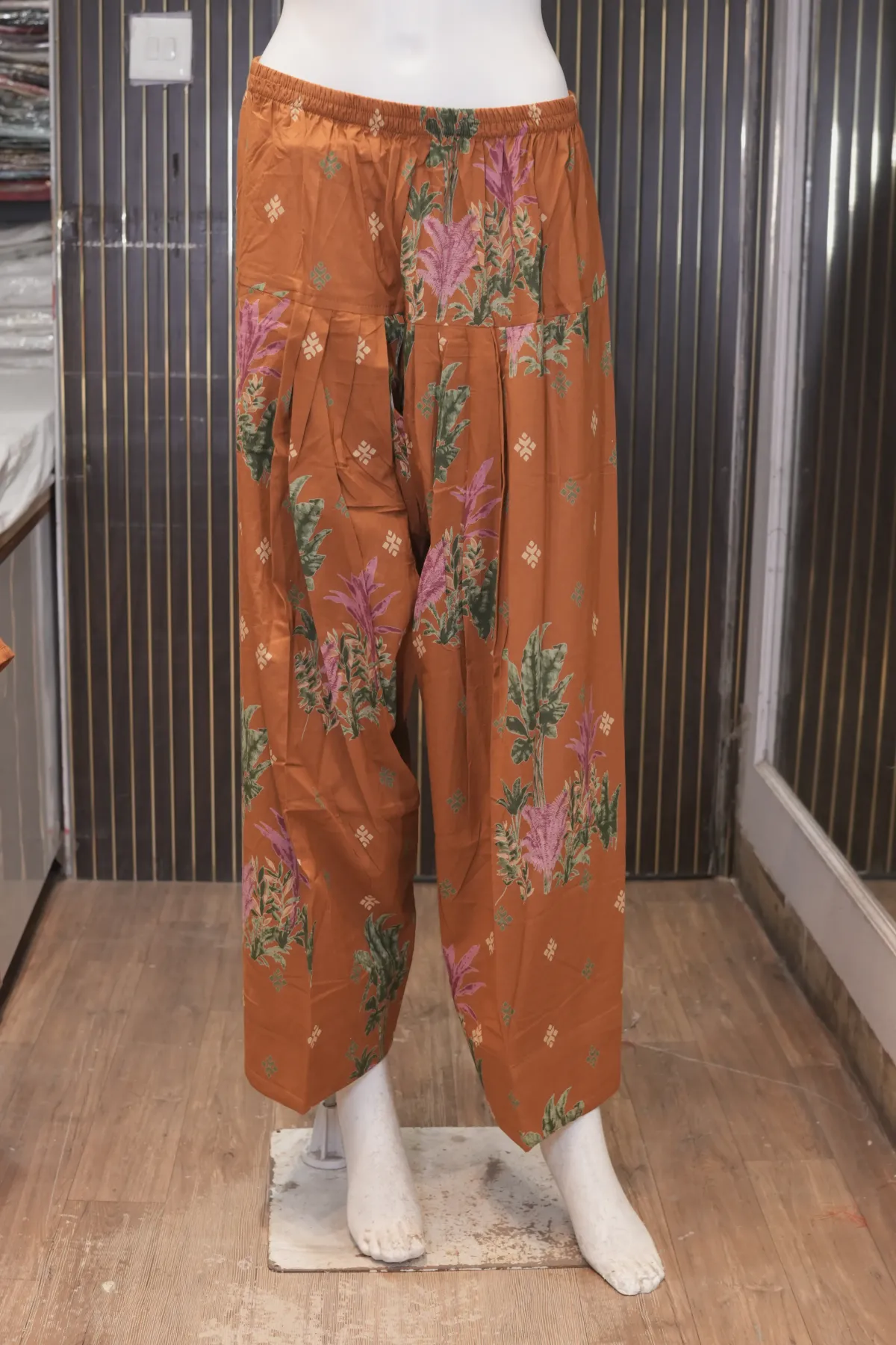 Rust Orange Floral Printed & Embroidered Straight Kurta Set with Dupatta thumbnail 6