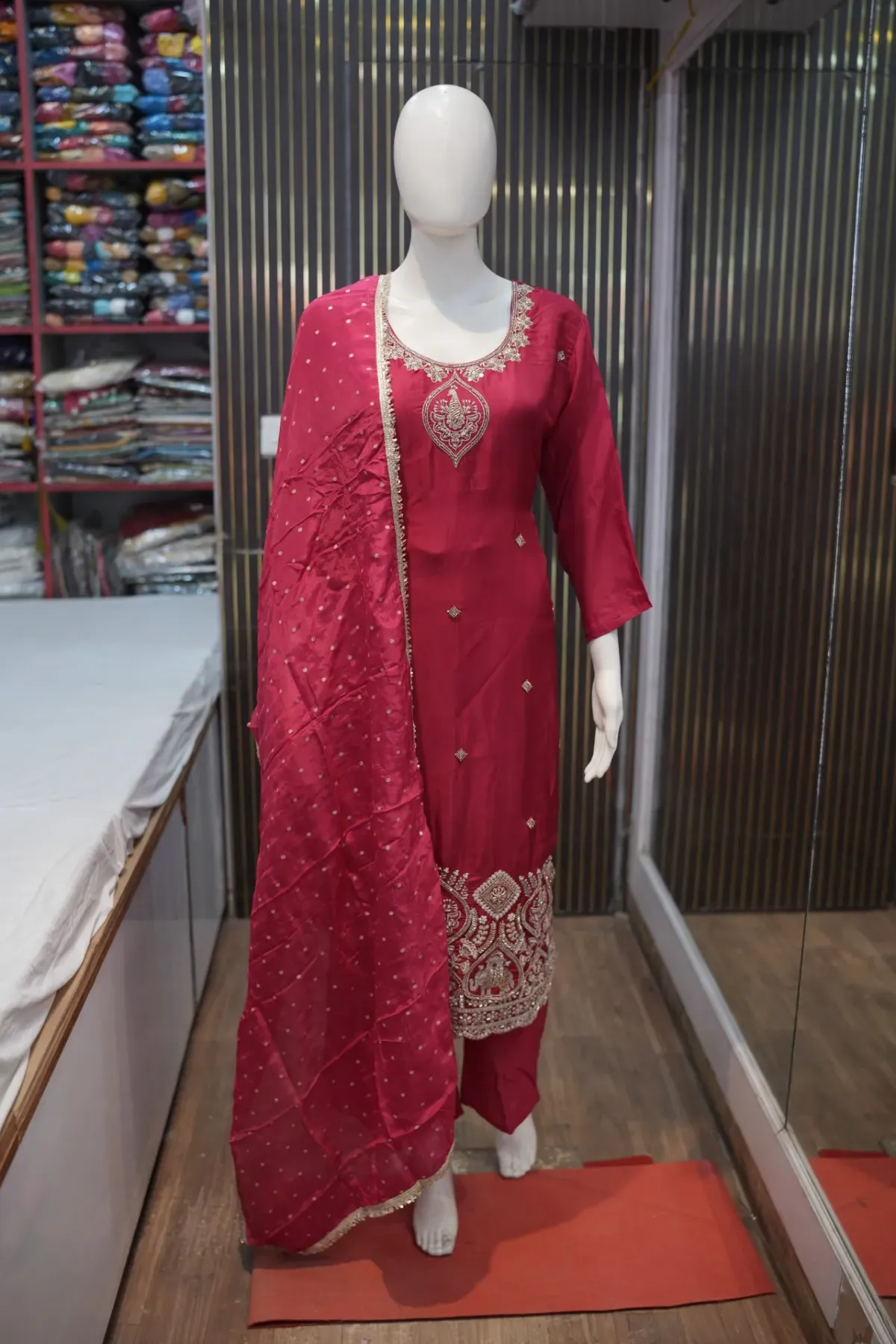 Maroon Royal Zari Embroidered Salwar Suit Set thumbnail 2
