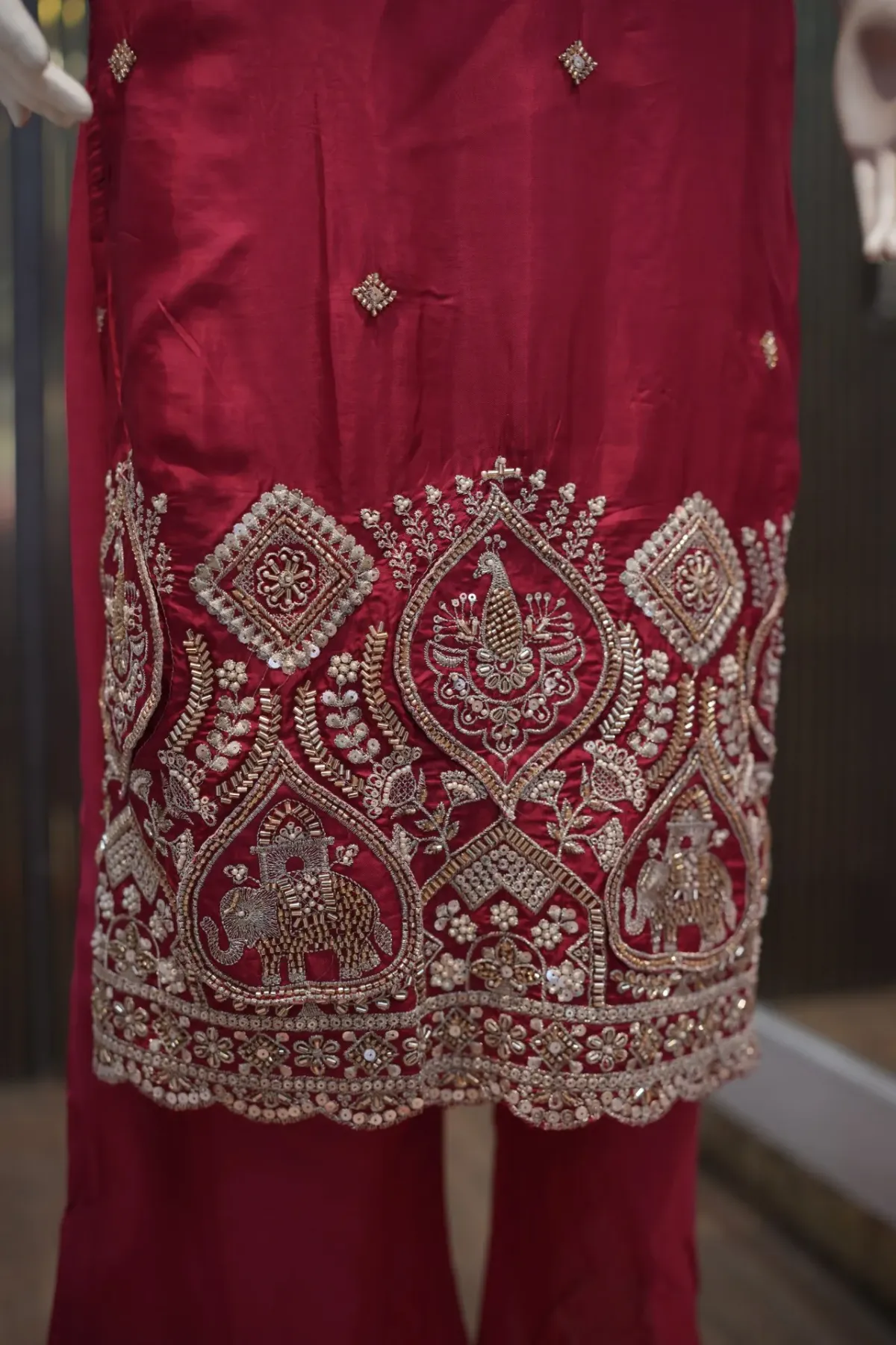 Maroon Royal Zari Embroidered Salwar Suit Set thumbnail 5