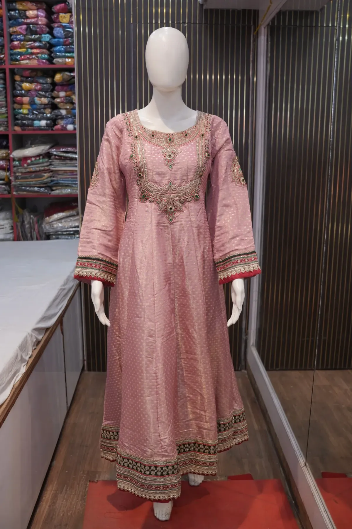 Blush Pink Embroidered Anarkali Suit Set with Dupatta thumbnail 3