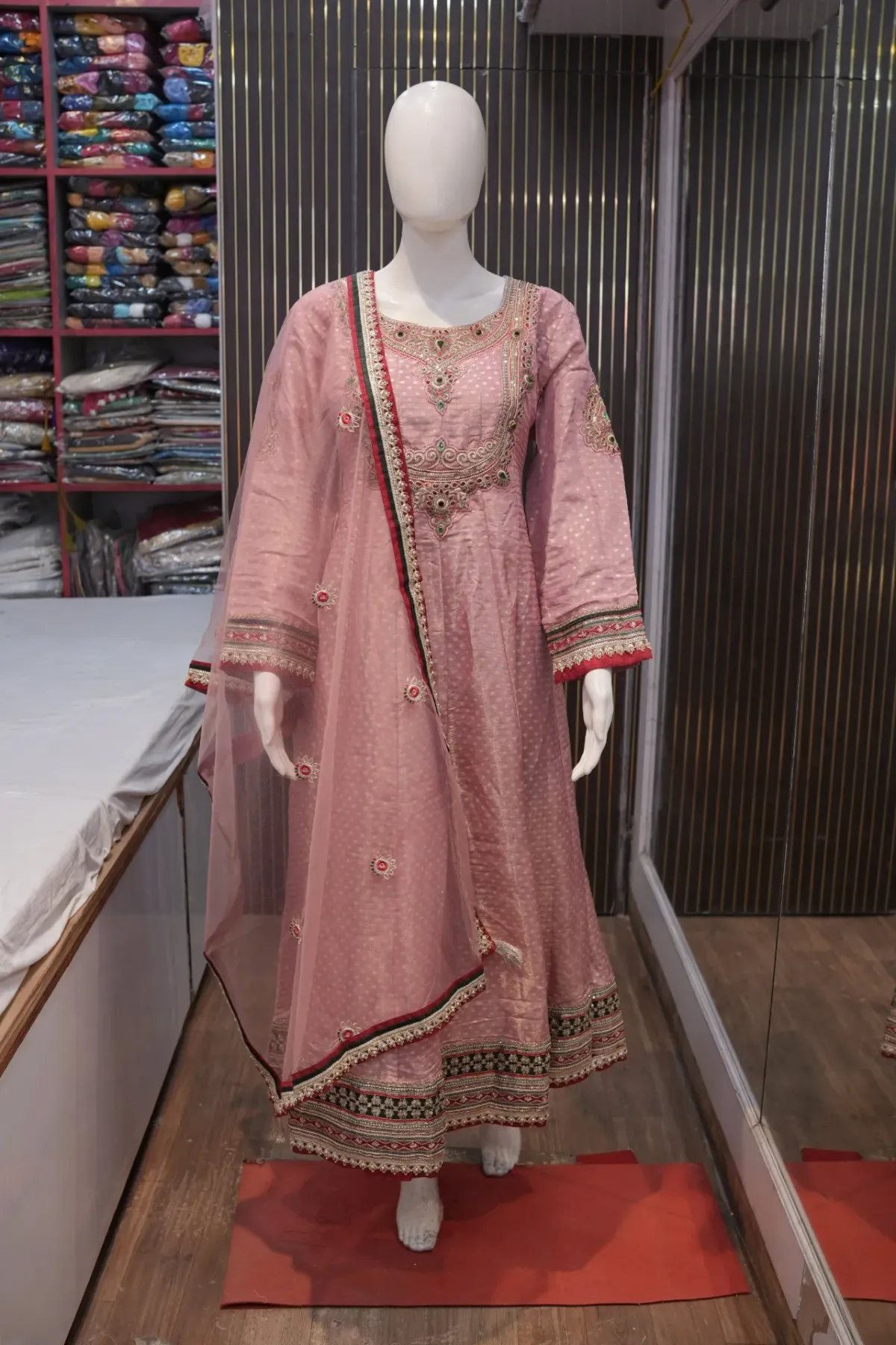 Blush Pink Embroidered Anarkali Suit Set with Dupatta thumbnail 2