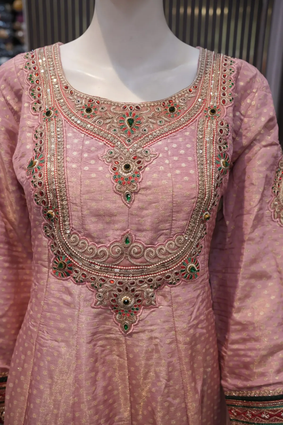 Blush Pink Embroidered Anarkali Suit Set with Dupatta thumbnail 4