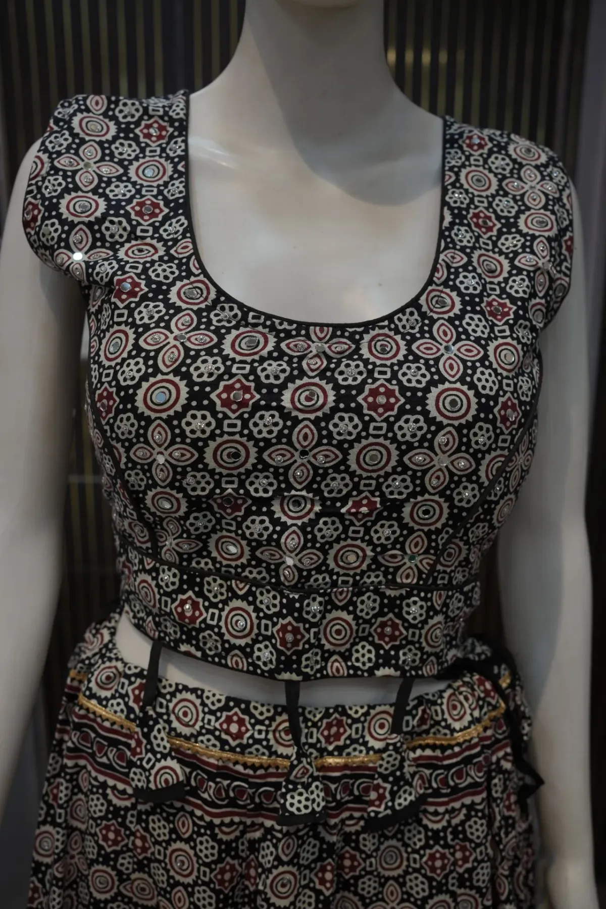 Black Printed Lehenga Choli with Matching Dupatta thumbnail 4