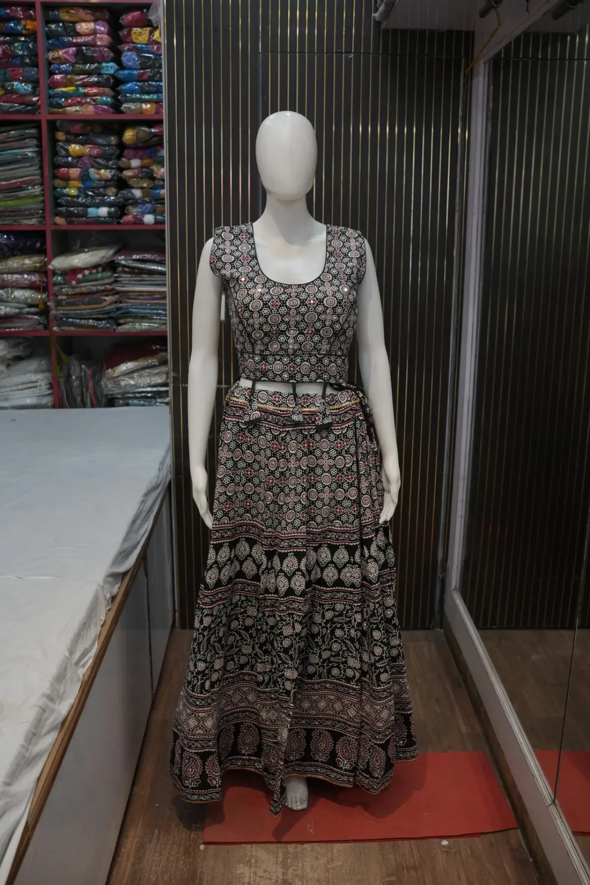 Black Printed Lehenga Choli with Matching Dupatta thumbnail 3