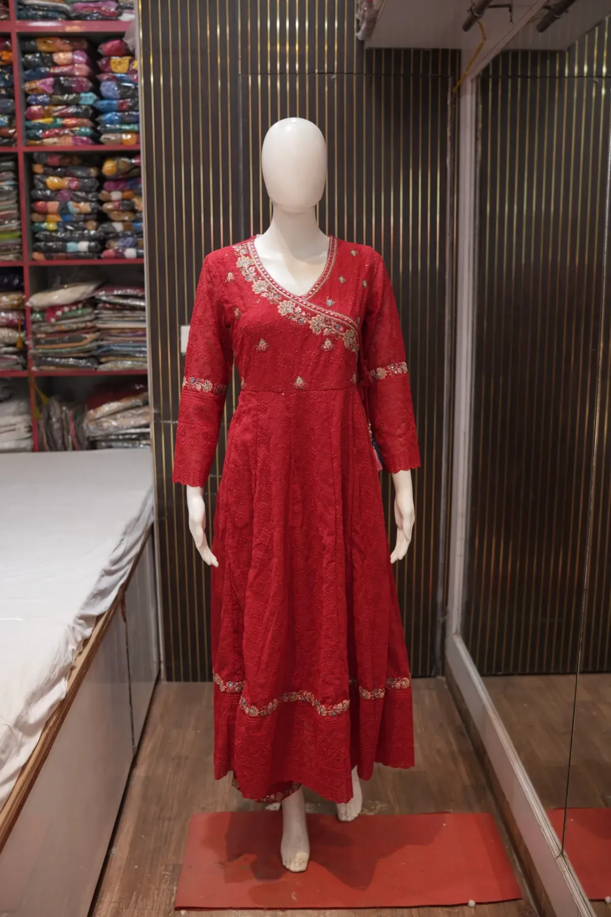 Maroon Embroidered Anarkali Suit with Matching Dupatta thumbnail 3