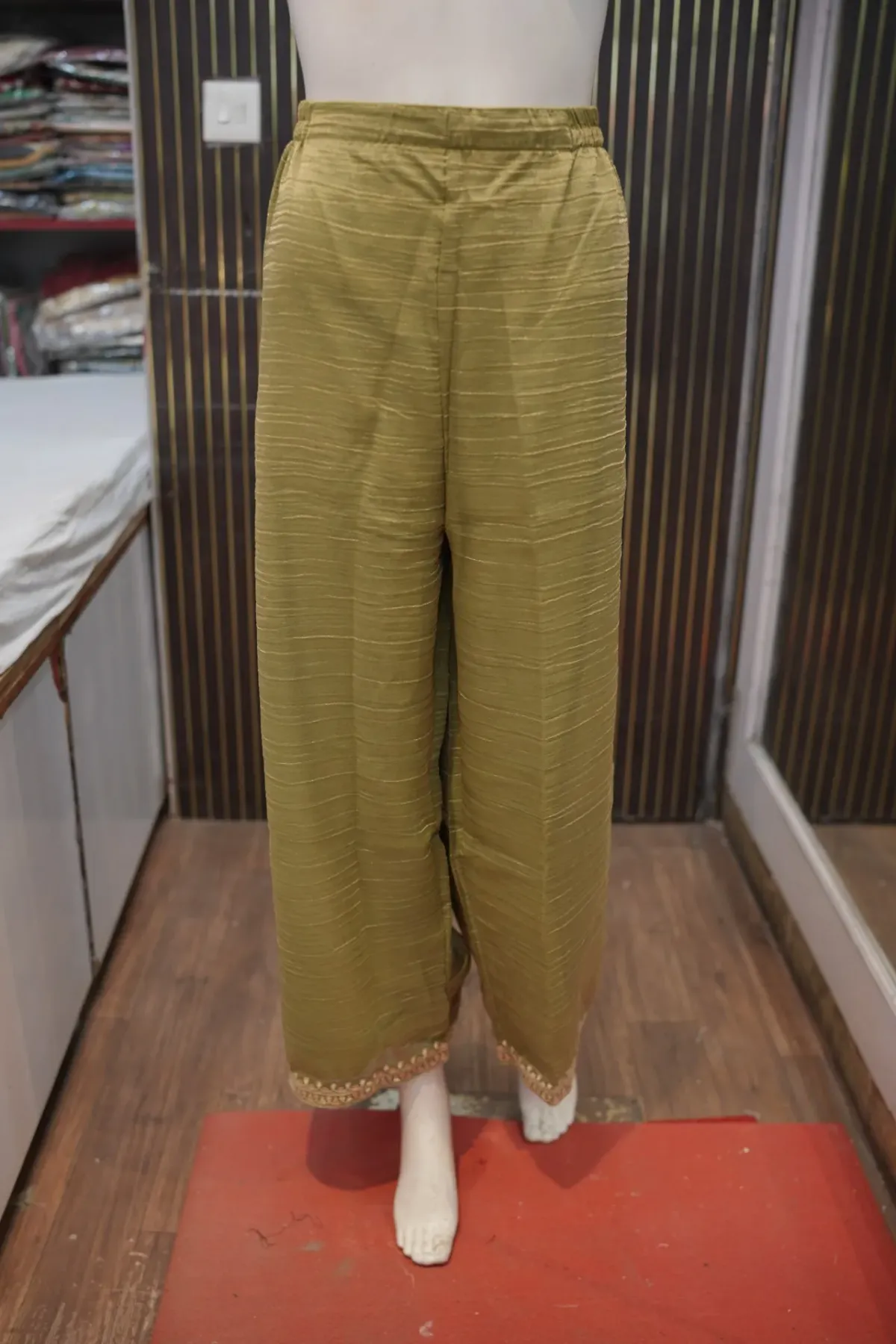 Olive Green Embroidered Kurta Set with Matching Dupatta thumbnail 4