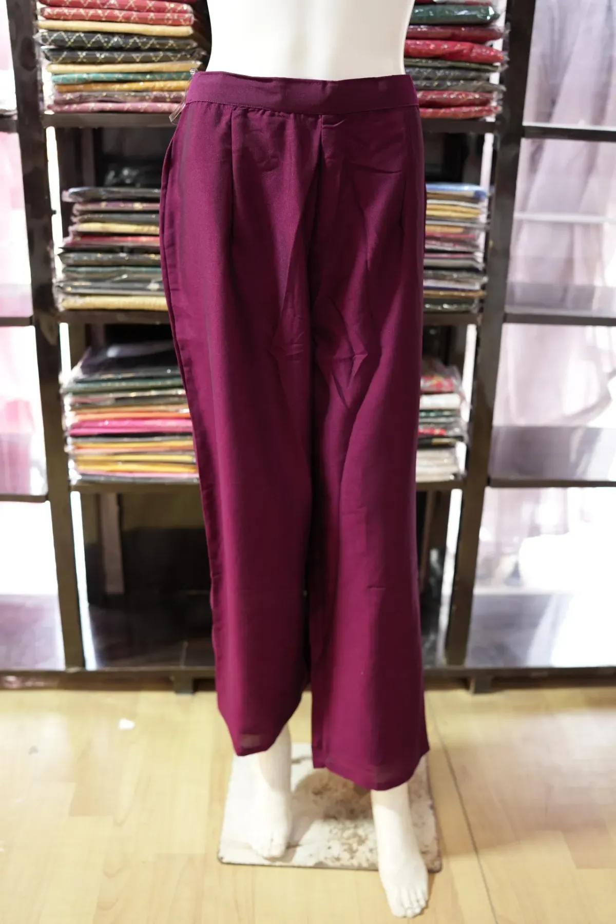 Royal Plum Gold Embroidered Kurta Palazzo Set with Dupatta thumbnail 6