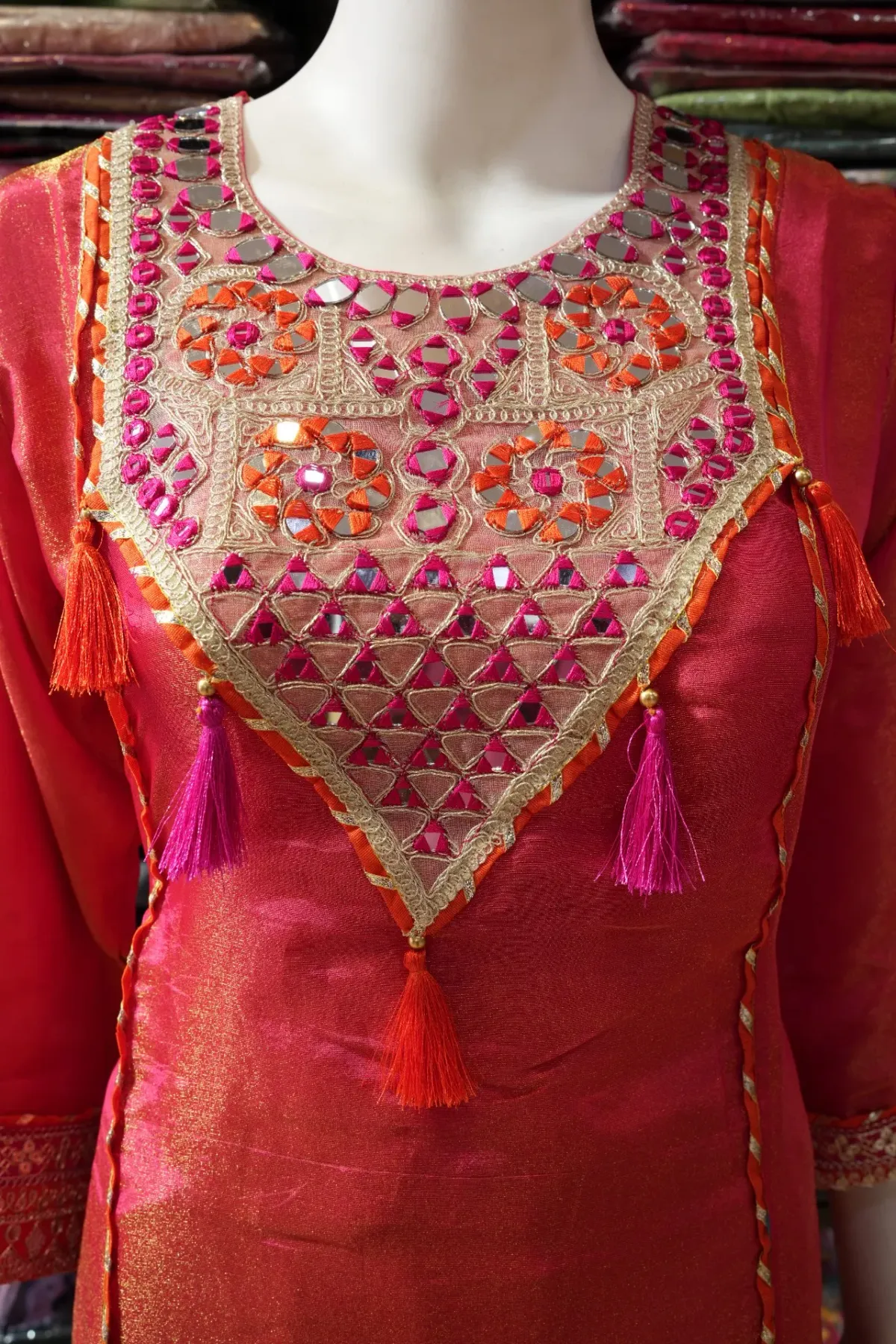 Fuchsia Pink Embroidered Festive Kurta Palazzo Set with Dupatta thumbnail 4