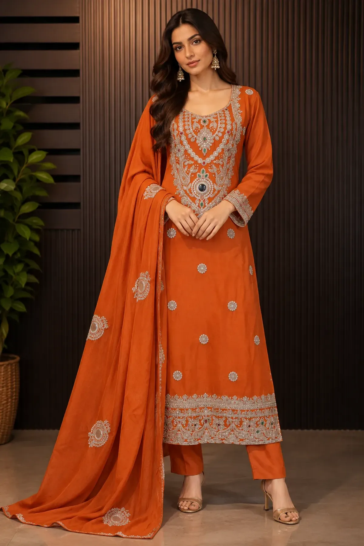 Rustic Ember – Embroidered Festive Salwar Suit Set